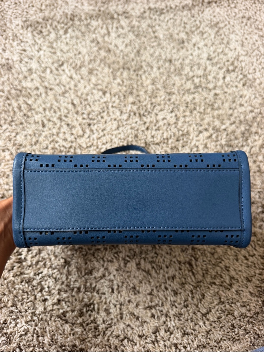 Marc Jacobs Blue Perforated Leather Handbag w/ Crossbody Strap - Picture 5 of 5